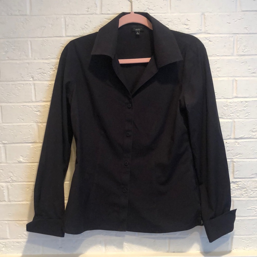 Talbots black long sleeve cotton top
